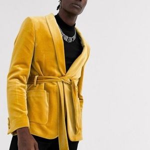 ASOS | Skinny Velvet Blazer in Mustard